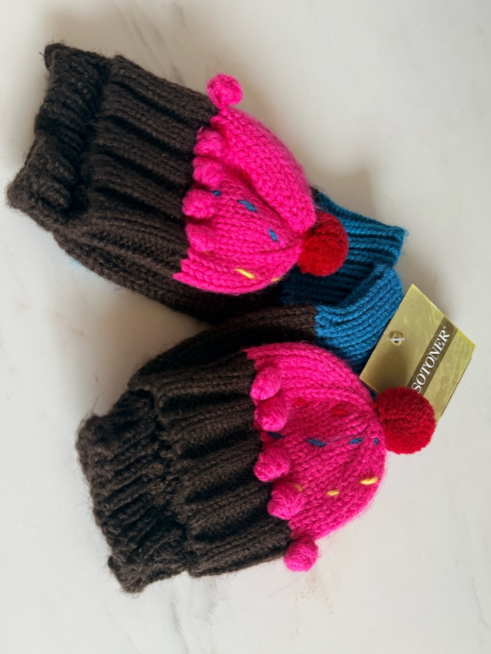 Women's Flip Top Mittens Gloves Knit Fingerless Convertible Mitten Gloves NWT